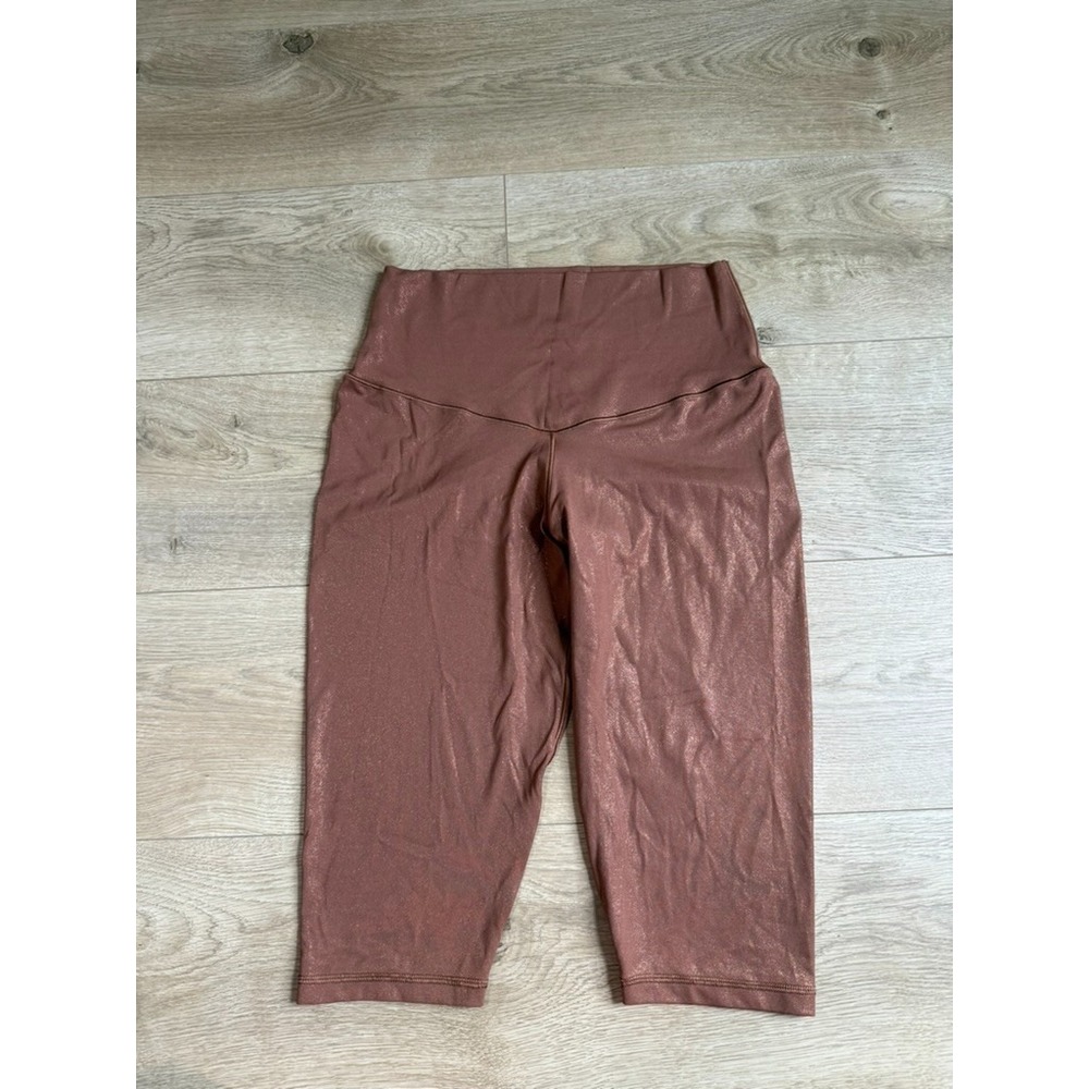 EUC Offline by Aerie brown shimmery sparkle CROP 14" inseam Bikers Shorts size L